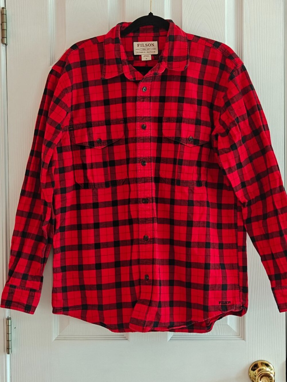 FILSON Alaskan Guide Flannel Shirt Mens Medium Red Black Plaid